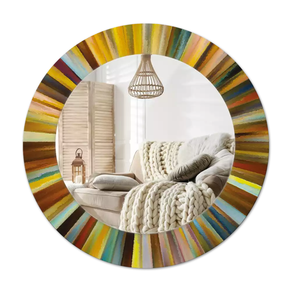 Lustro z drukowaną ramką z motywem kolorowych promieni