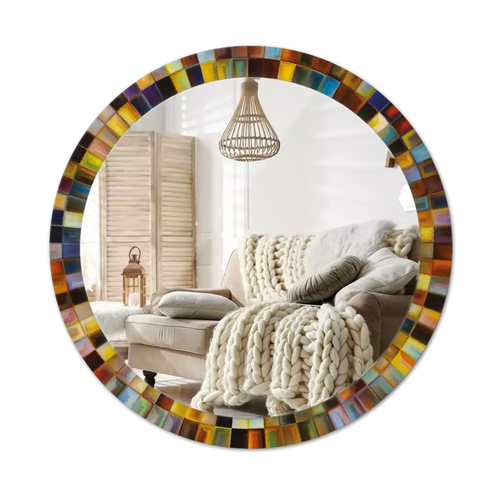 Lustro z drukowaną ramką z motywem kolorowych promieni