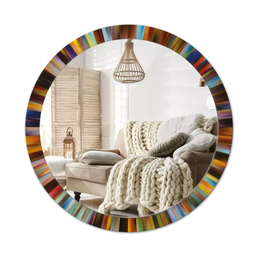 Lustro z drukowaną ramką z motywem kolorowych promieni