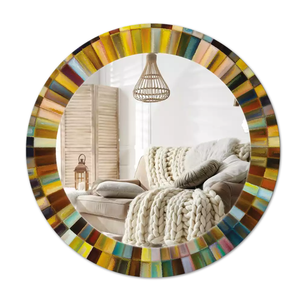 Lustro z drukowaną ramką z motywem kolorowych promieni