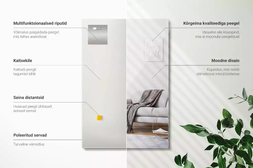 Lustro prostokątne bez ramy w nowoczesnym stylu