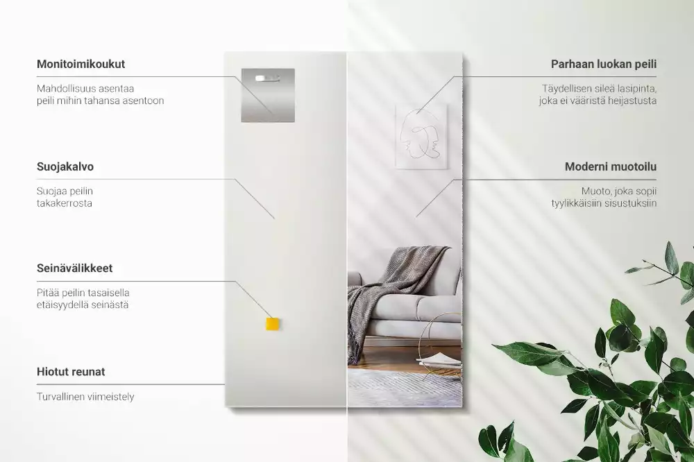 Lustro prostokątne bez ramy w nowoczesnym stylu