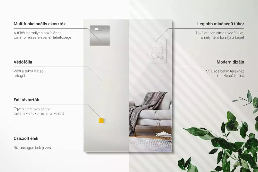 Lustro prostokątne bez ramy w nowoczesnym stylu