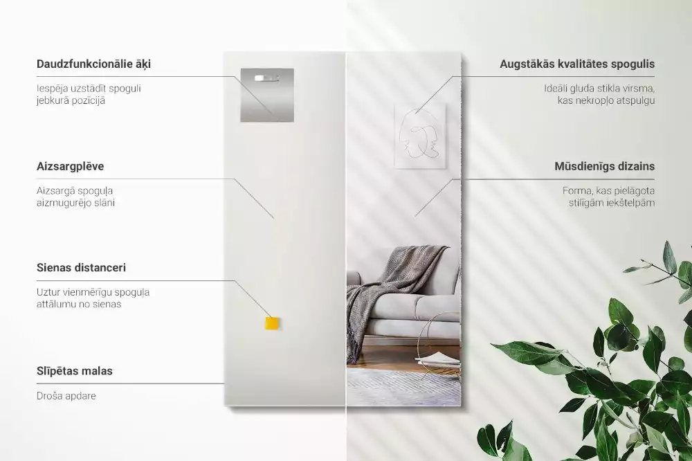 Lustro prostokątne bez ramy w nowoczesnym stylu