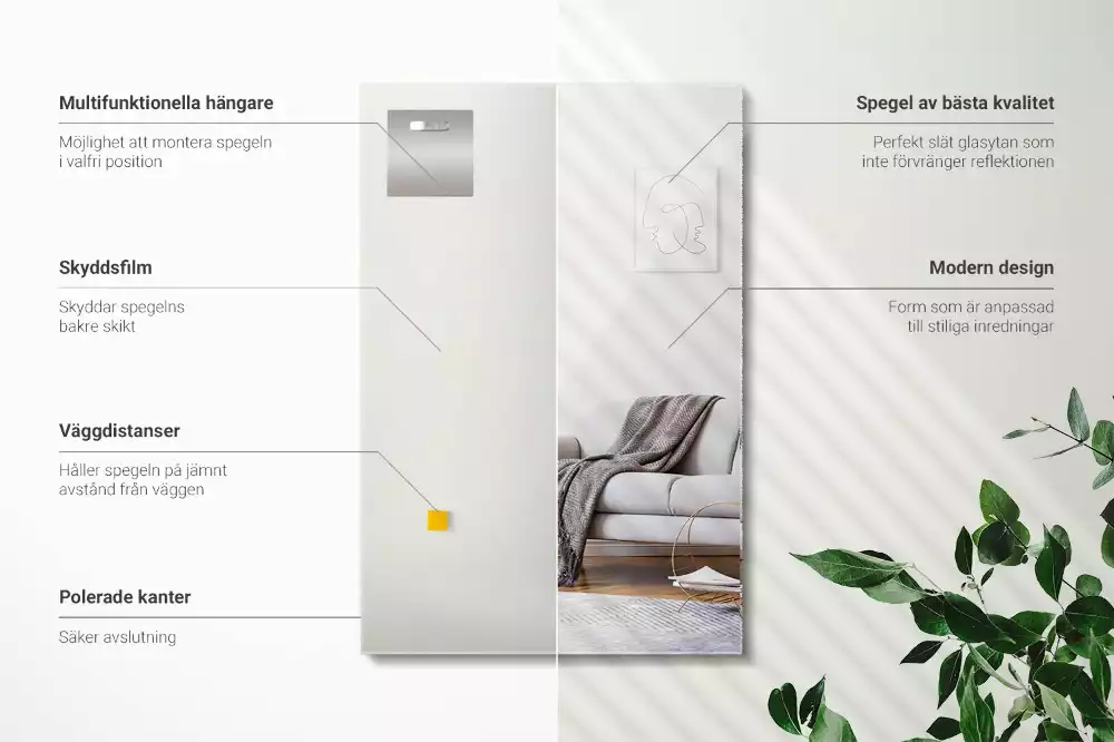 Lustro prostokątne bez ramy w nowoczesnym stylu