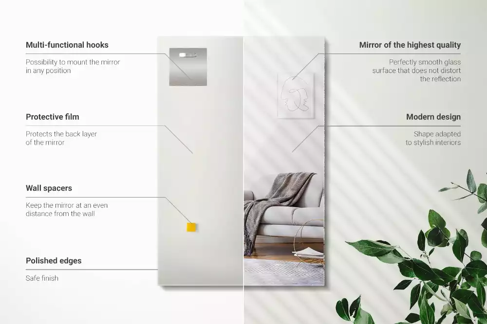 Lustro prostokątne bez ramy w nowoczesnym stylu