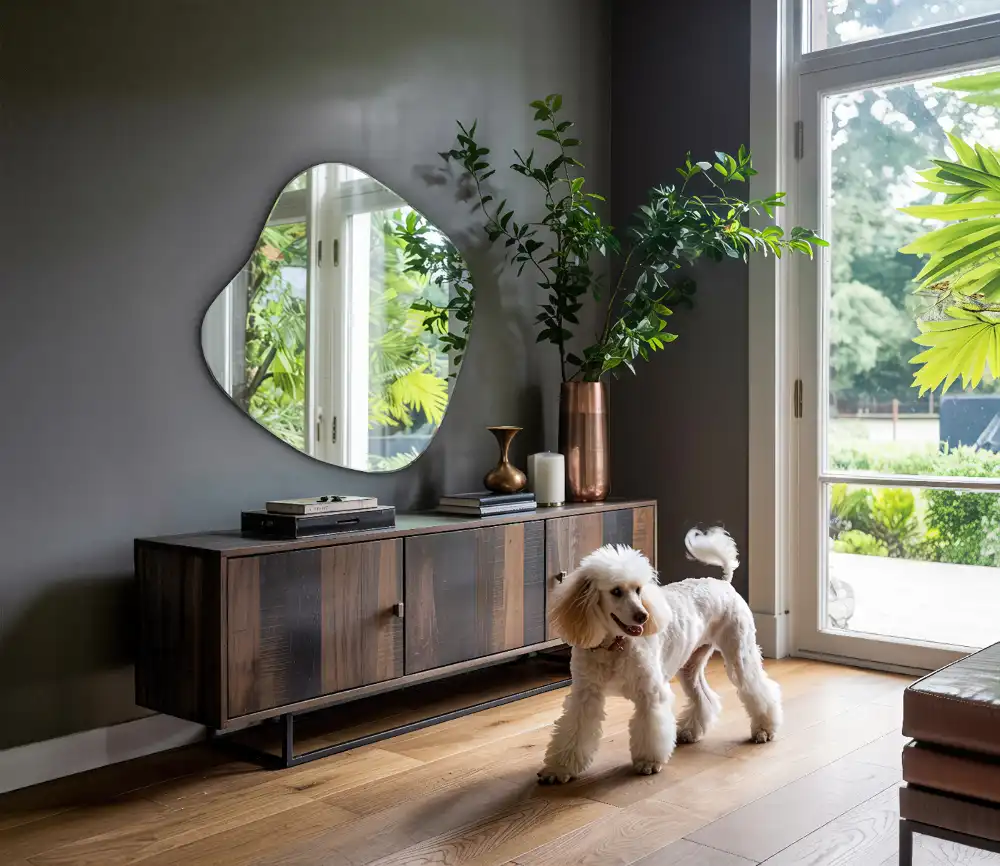 Lustro dekoracyjne z efektowną, ozdobną plamą