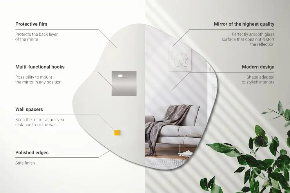 Lustro dekoracyjne z efektowną, ozdobną plamą