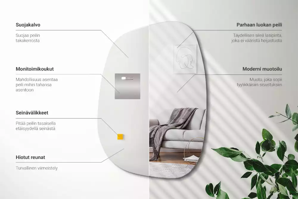 Organiczne lustro w finezyjnym kształcie