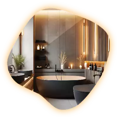 Lustro w kształcie plamy z podświetleniem LED unikatowe