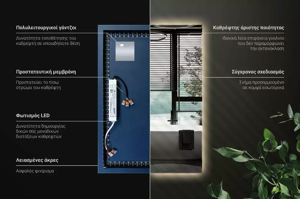 Lustro prostokątne z podświetleniem LED