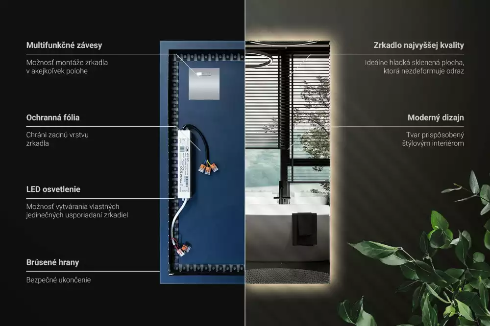 Lustro prostokątne z podświetleniem LED
