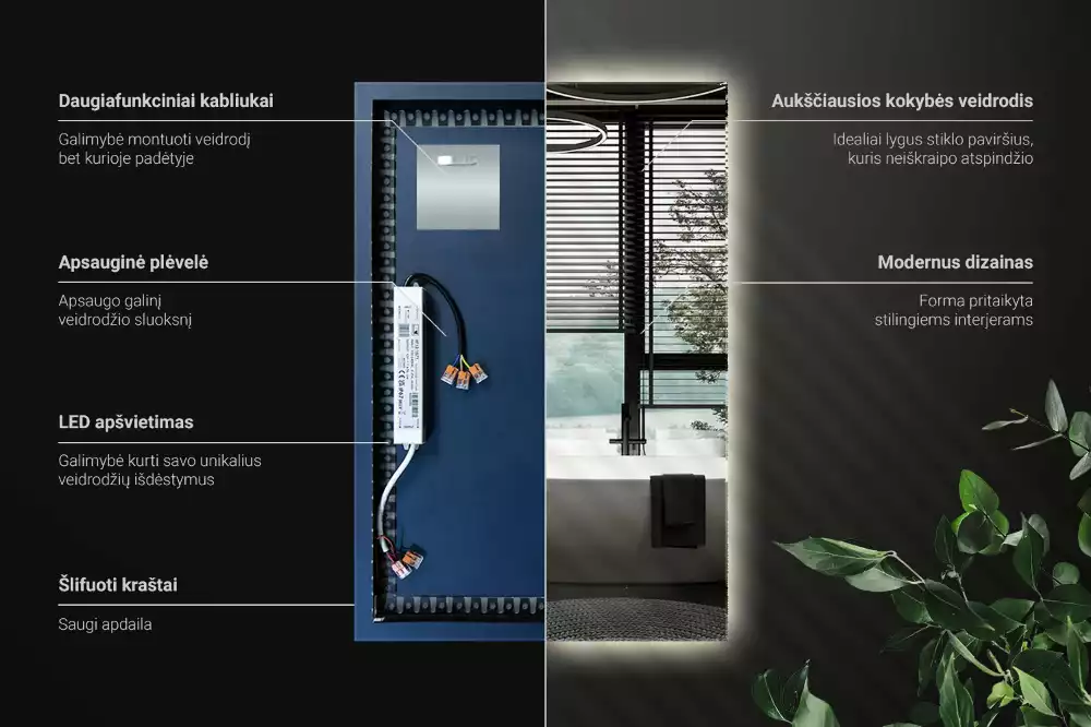 Lustro prostokątne z podświetleniem LED