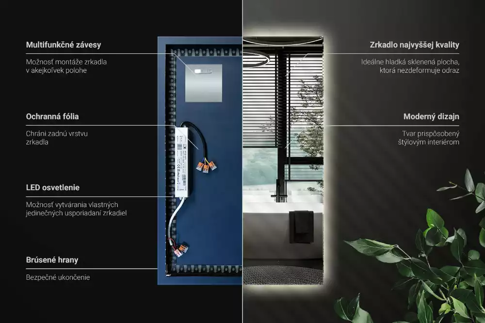 Lustro prostokątne z podświetleniem LED