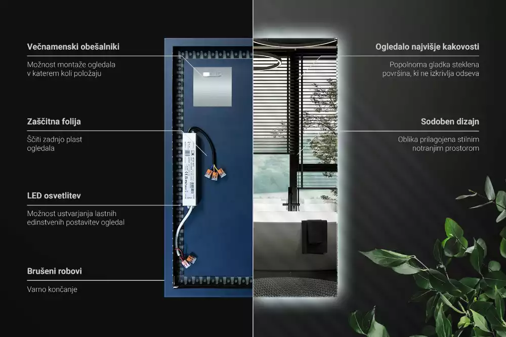 Lustro prostokątne z podświetleniem LED