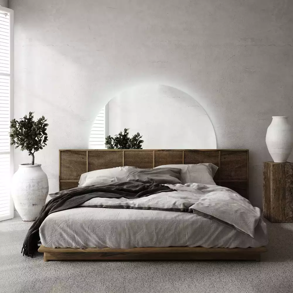 Lustro w kształcie połowy koła z podświetleniem LED jako stylowy dodatek