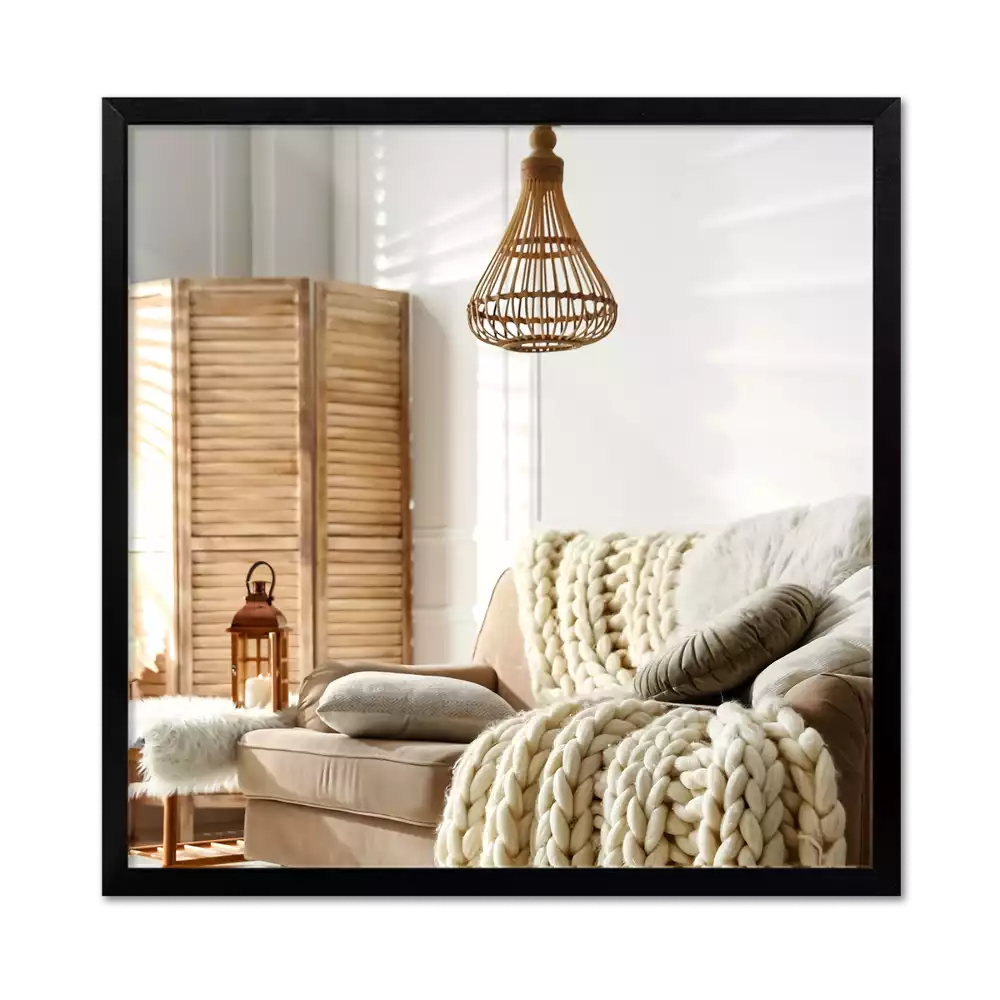 Lustro prostokątne ścienne w czarnej ramie