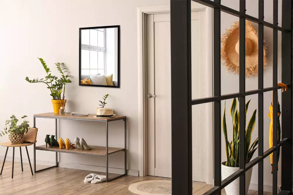 Lustro prostokątne ścienne w czarnej ramie