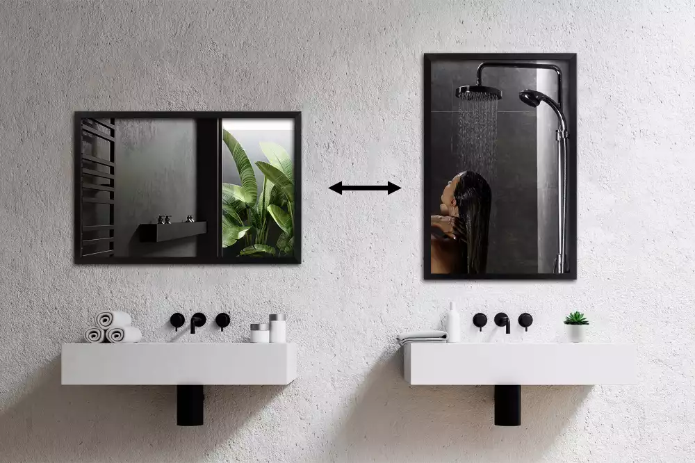 Lustro prostokątne ścienne w czarnej ramie