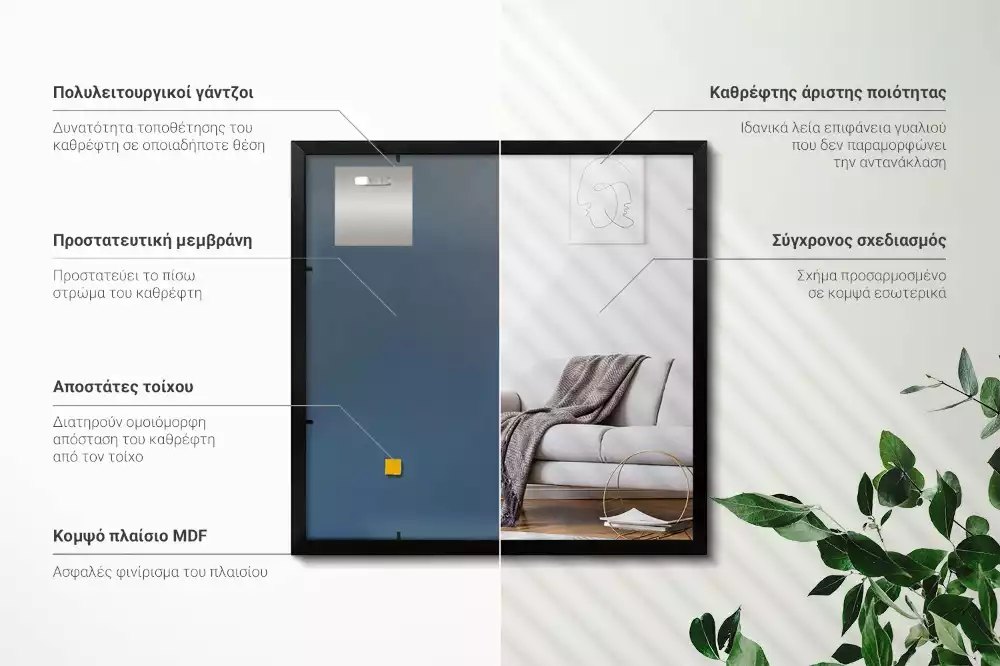 Lustro prostokątne ścienne z ramą czarną