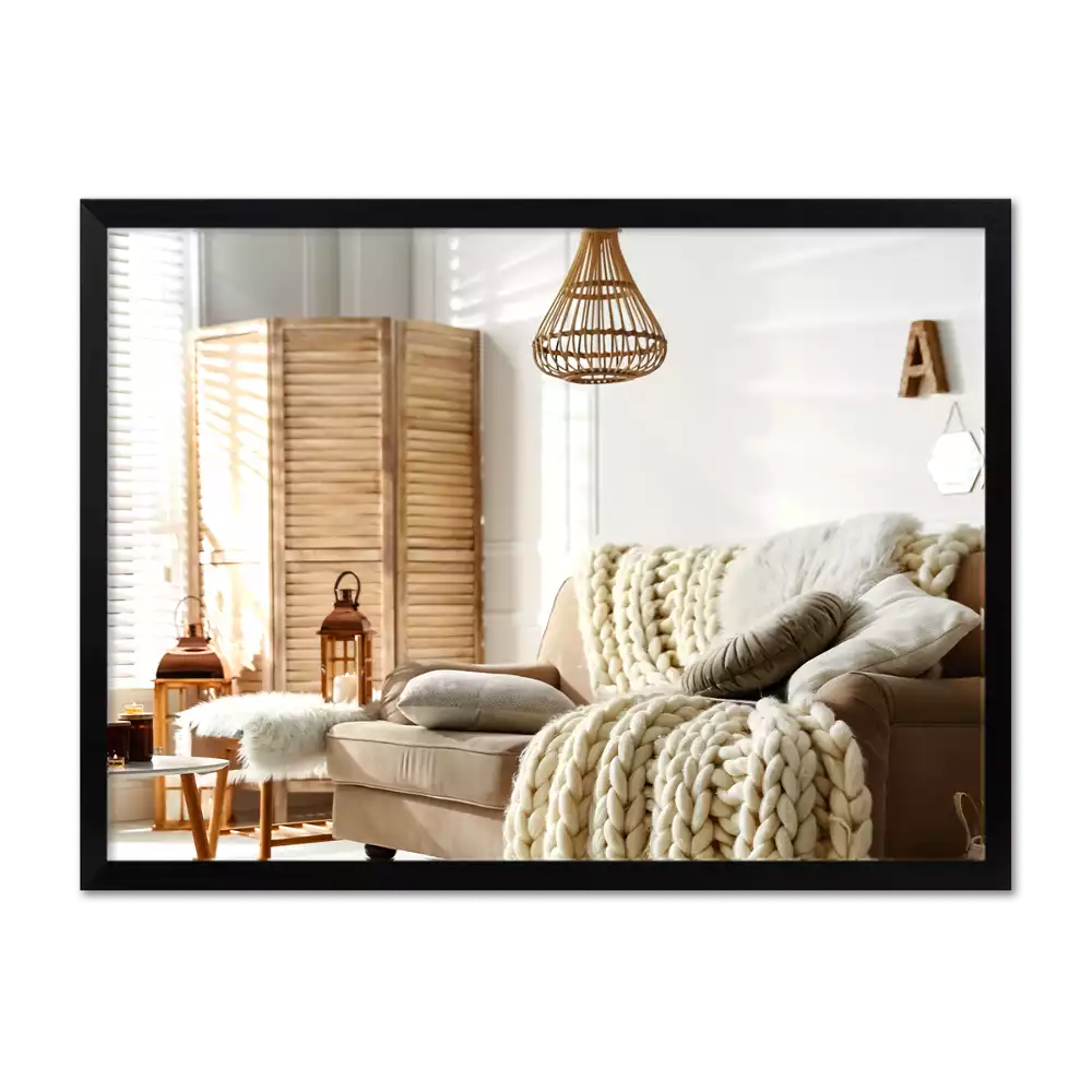 Lustro prostokątne ścienne z ramą czarną