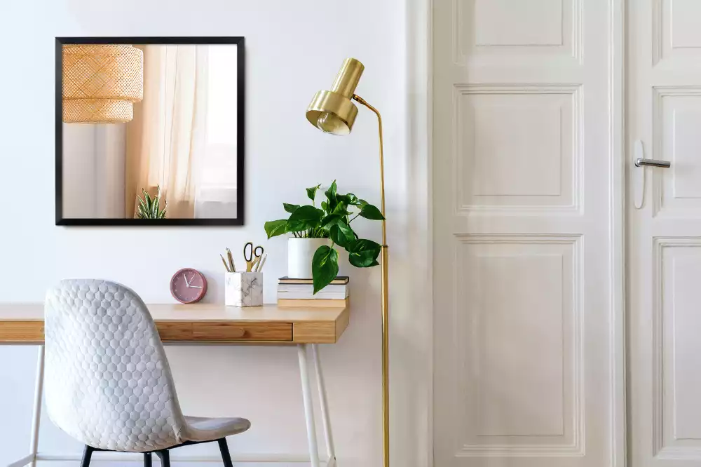 Lustro prostokątne ścienne w czarnej ramie