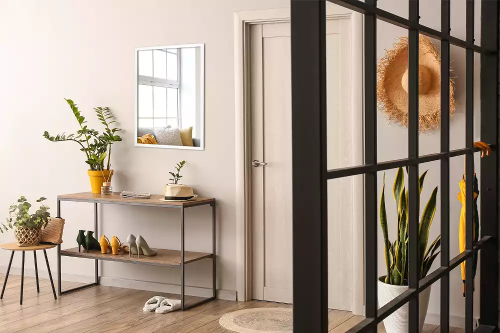 Lustro prostokątne dekoracyjne z białą ramą