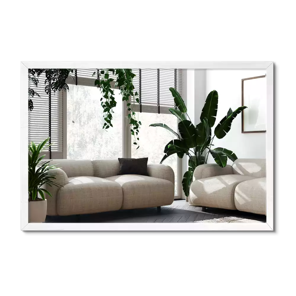Lustro prostokątne dekoracyjne z białą ramą