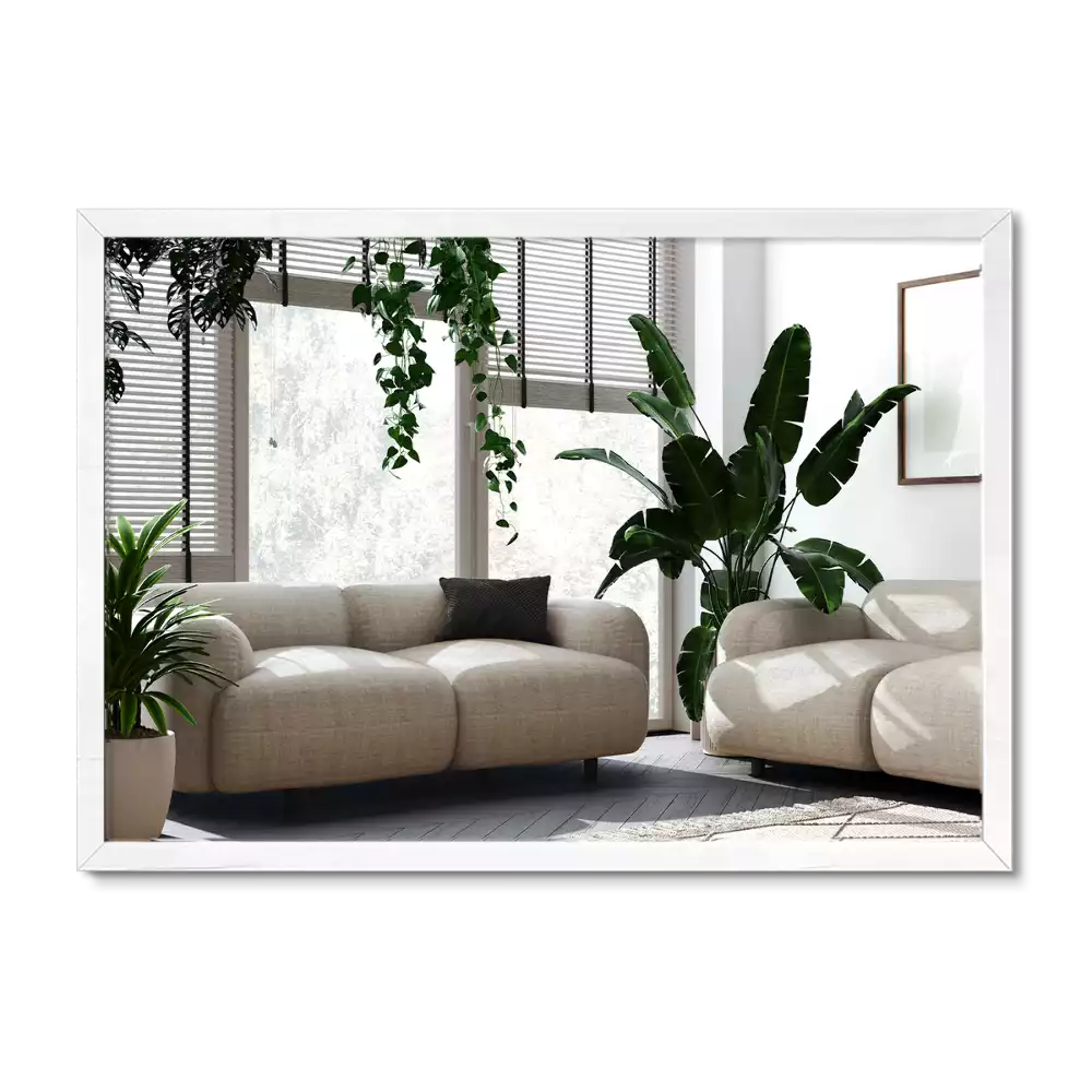 Lustro prostokątne dekoracyjne z białą ramą