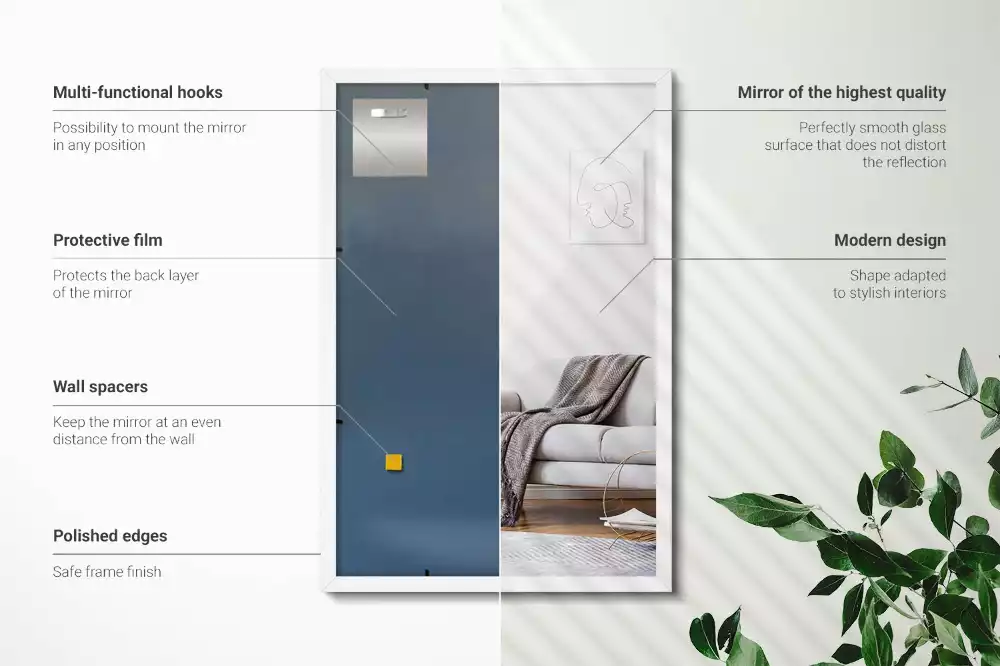 Lustro prostokątne dekoracyjne z białą ramą