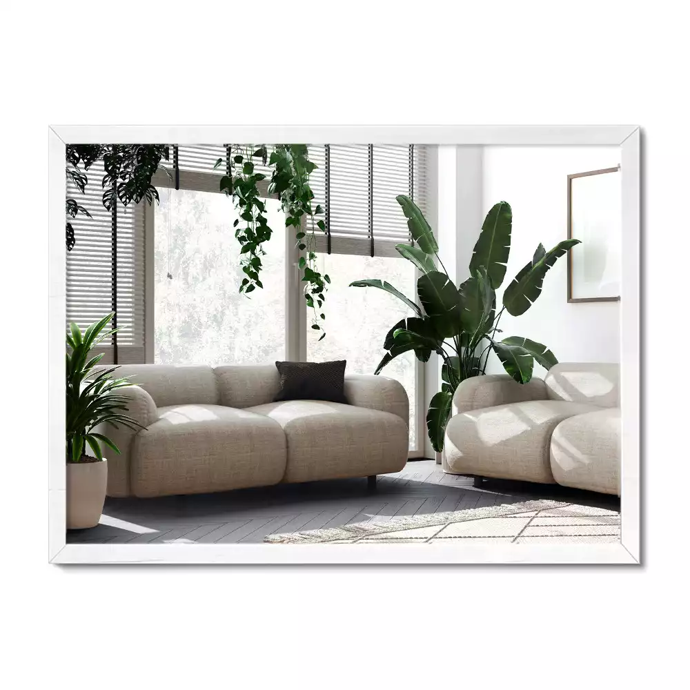 Lustro prostokątne dekoracyjne z białą ramą