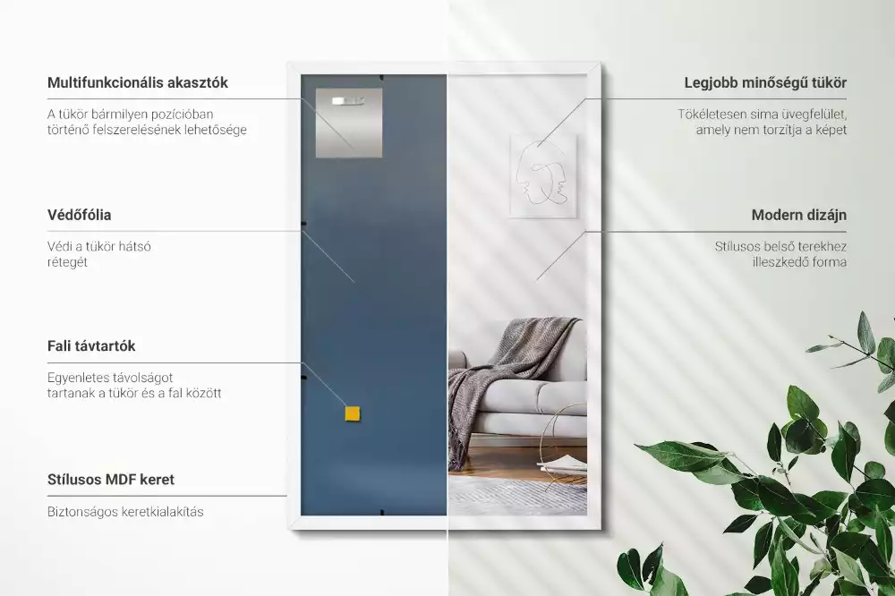 Lustro prostokątne dekoracyjne z białą ramą