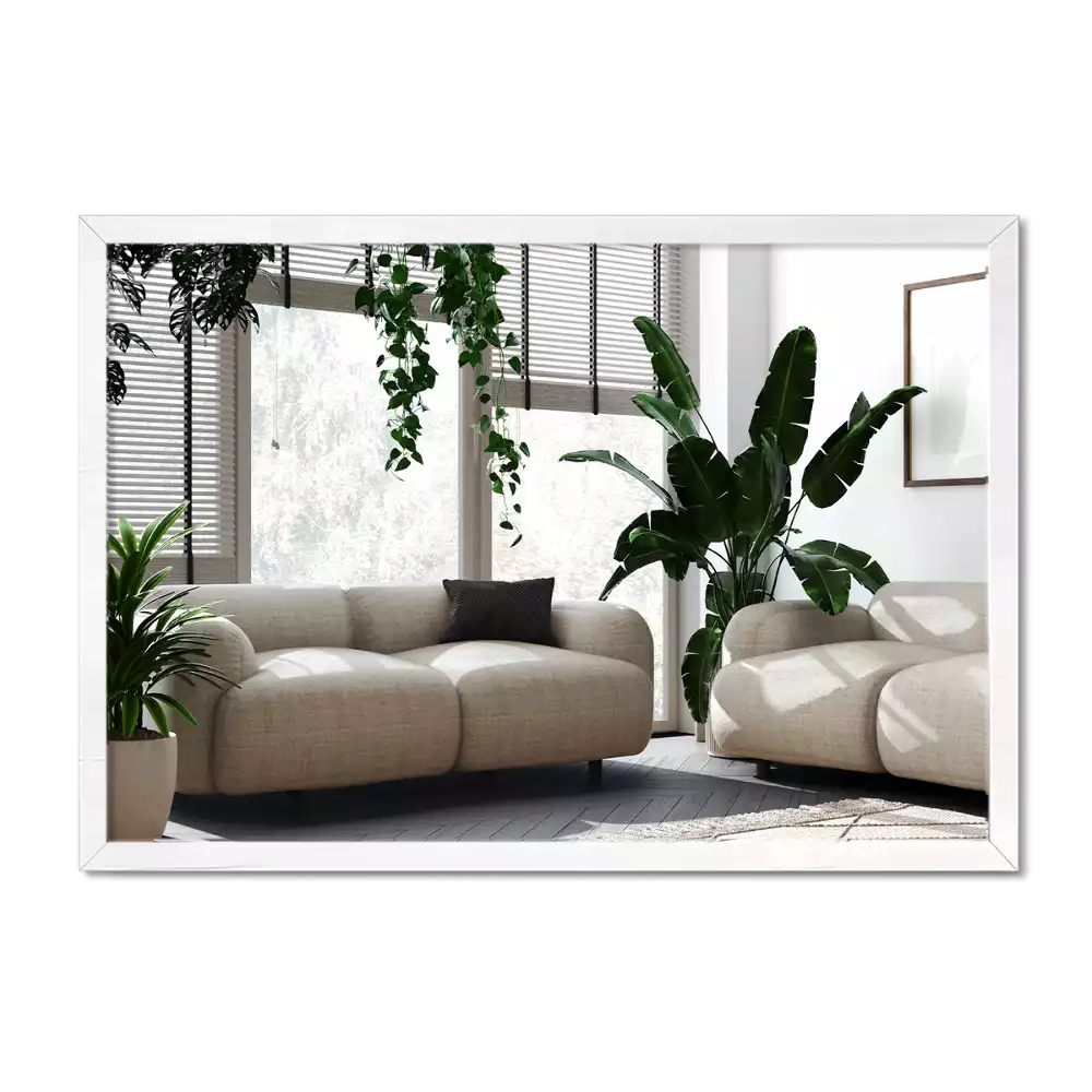 Lustro prostokątne dekoracyjne z białą ramą