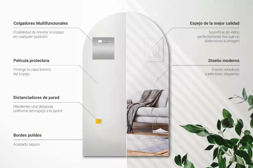 Lustro półowalne wiszące dekoracyjne