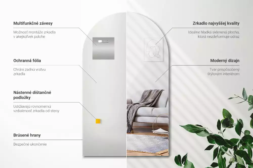 Lustro półowalne wiszące dekoracyjne