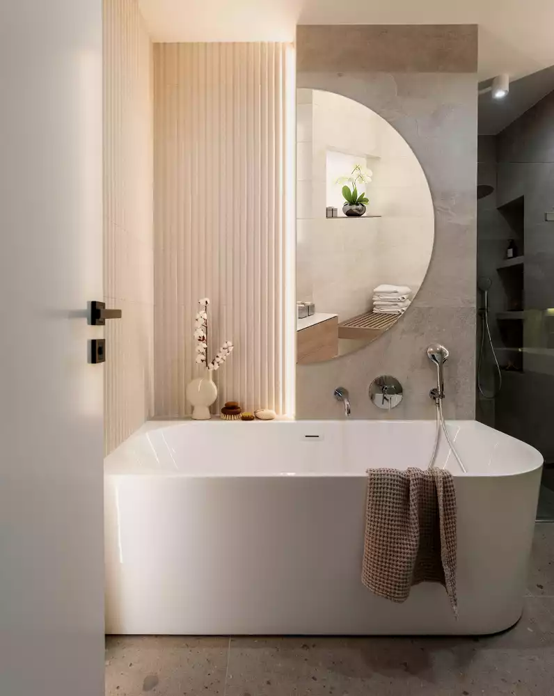 Lustro półokrągłe wiszące bez ramy