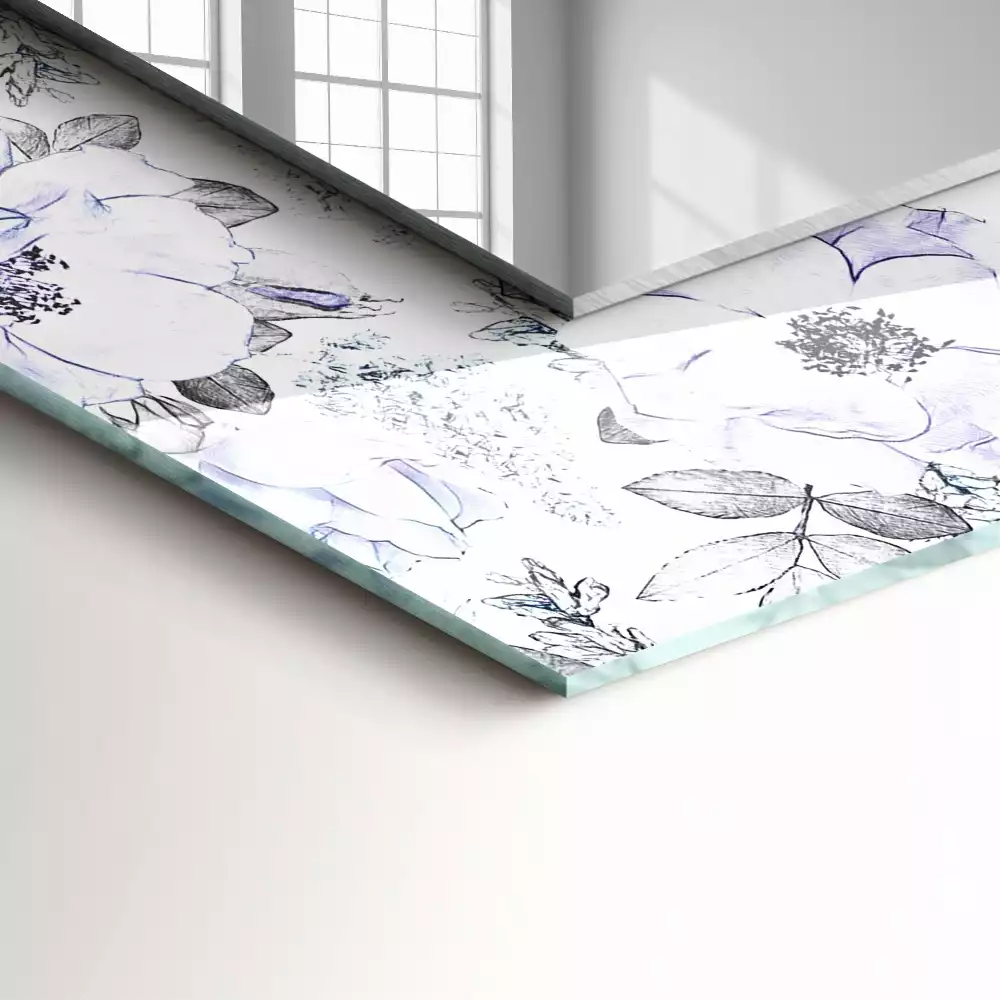 Lustro dekoracyjne prostokątne z motywem kwiatów i liści