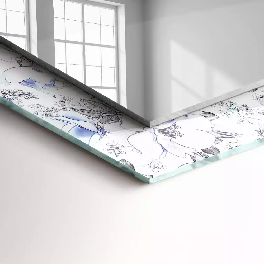 Lustro dekoracyjne prostokątne z motywem kwiatów i liści