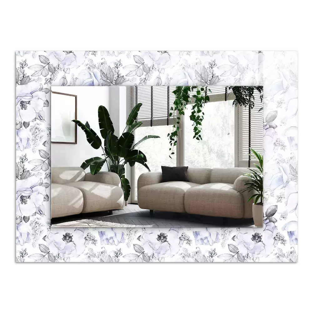 Lustro dekoracyjne prostokątne z motywem kwiatów i liści