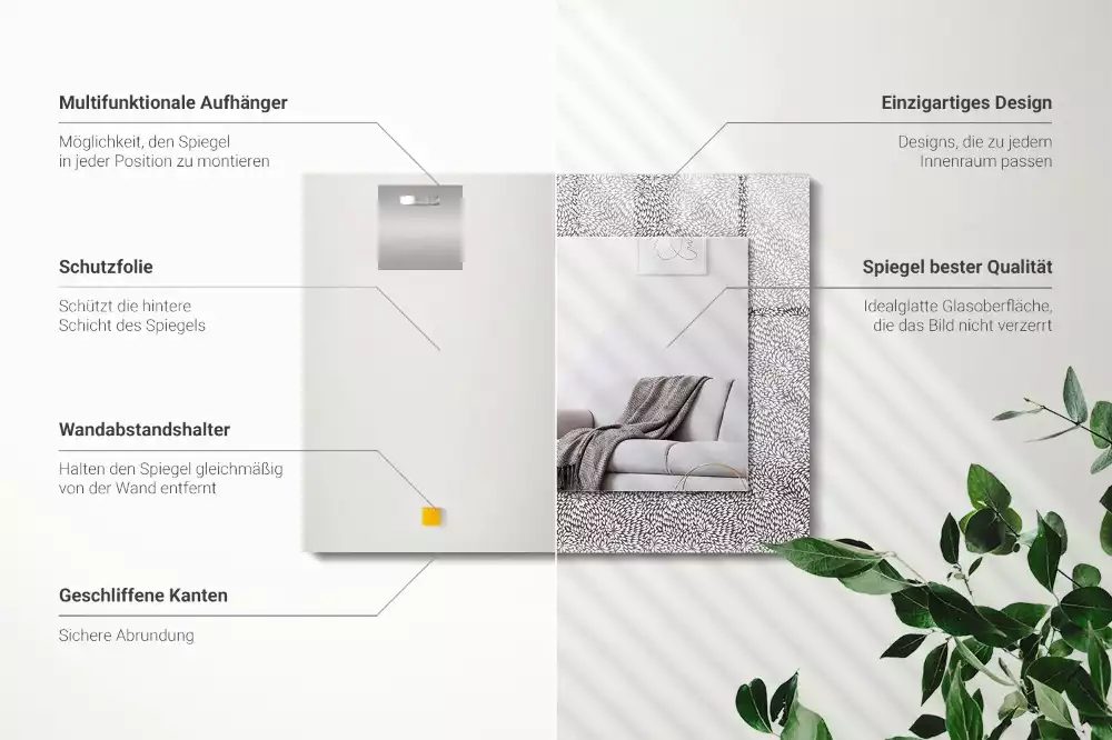 Lustro z nadrukiem w wersji z motywem 3D o prostokątnym kształcie