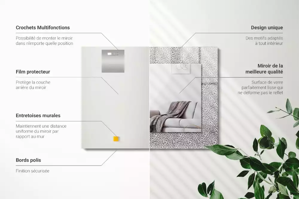 Lustro z nadrukiem w wersji z motywem 3D o prostokątnym kształcie