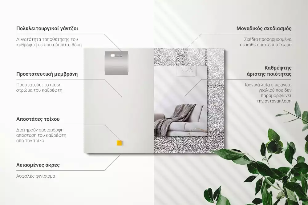 Lustro z nadrukiem w wersji z motywem 3D o prostokątnym kształcie