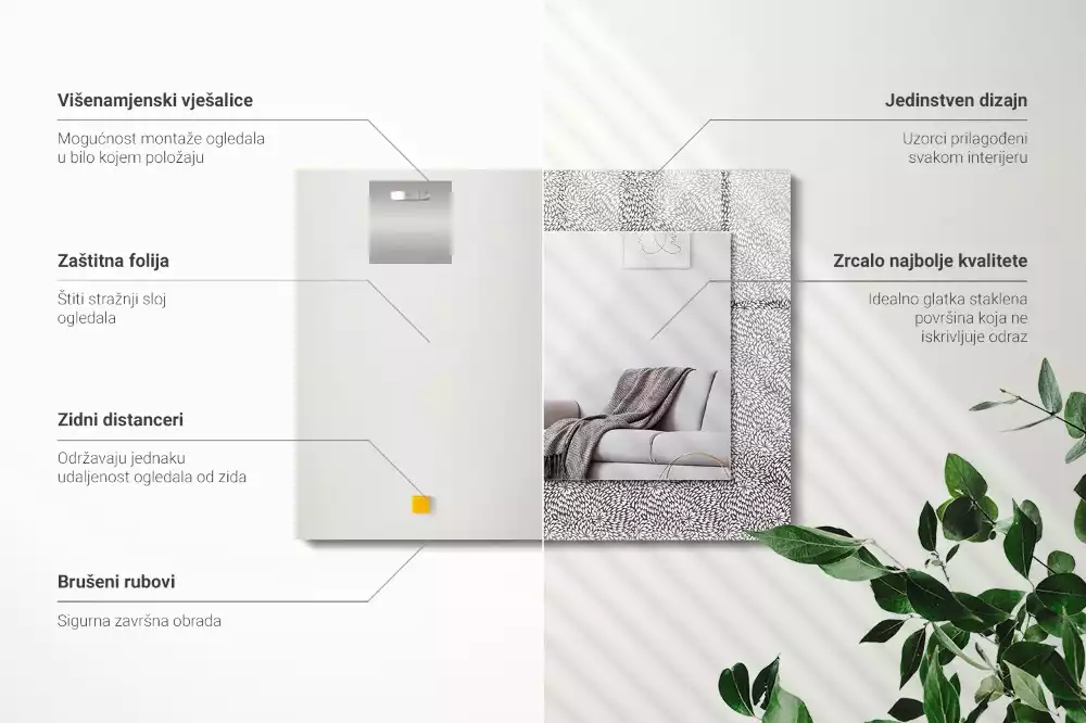 Lustro z nadrukiem w wersji z motywem 3D o prostokątnym kształcie