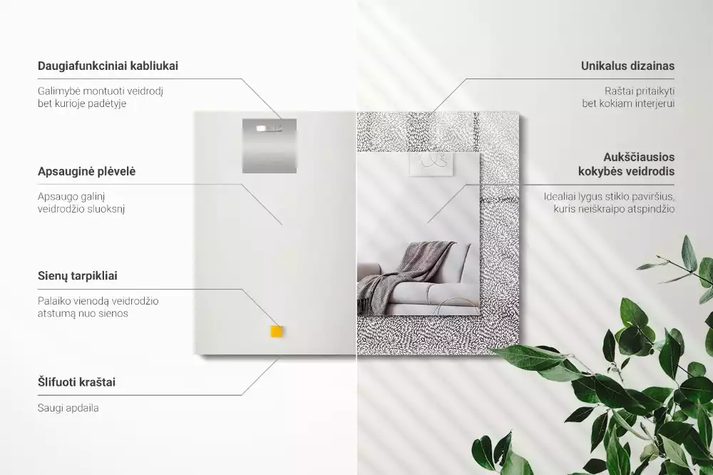 Lustro z nadrukiem w wersji z motywem 3D o prostokątnym kształcie