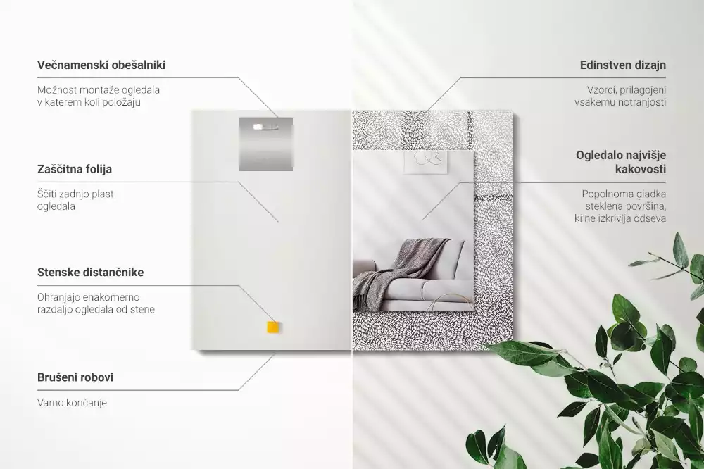 Lustro z nadrukiem w wersji z motywem 3D o prostokątnym kształcie