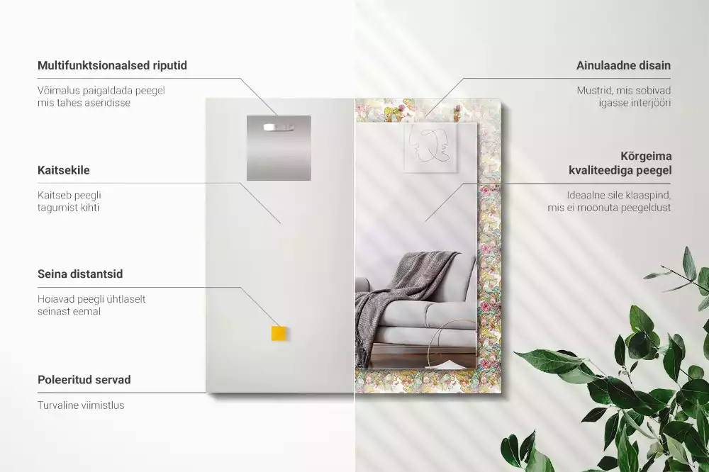 Lustro dekoracyjne z nadrukiem w motyw kolorowych motyli i kwiatów