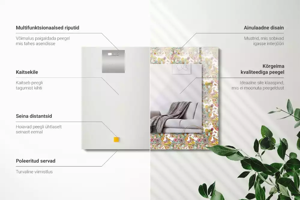 Lustro dekoracyjne z nadrukiem w motyw kolorowych motyli i kwiatów