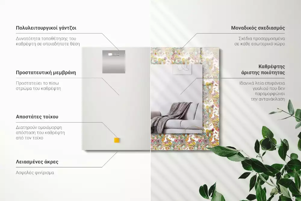 Lustro dekoracyjne z nadrukiem w motyw kolorowych motyli i kwiatów