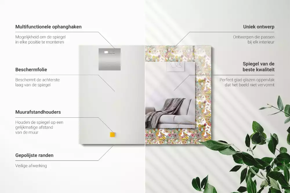 Lustro dekoracyjne z nadrukiem w motyw kolorowych motyli i kwiatów