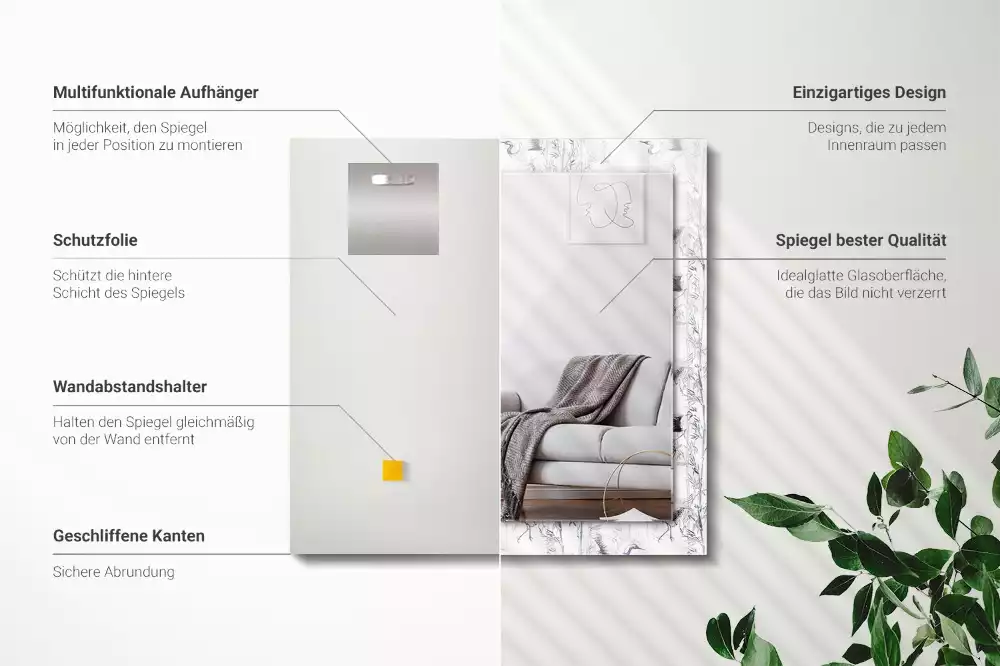 Lustro z nadrukiem z motywem żurawi i bambusów